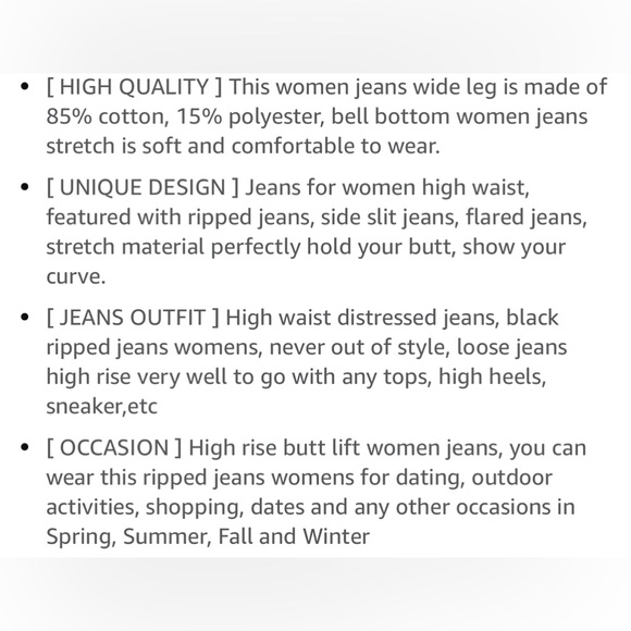 Slit Wide Leg Distressed High Waisted Loose Jeans Pants Size 27”waist - Picture 10 of 10